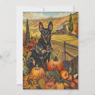 Australian Kelpie Dog Autumn Harvest Thanksgiving Feestdagenkaart