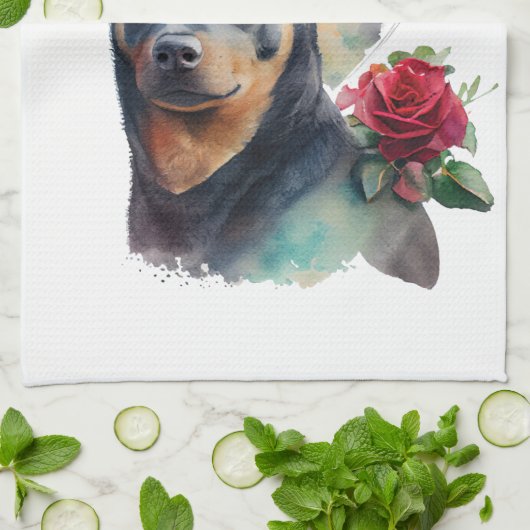 Australian Kelpie Dog Mom Floral Theedoek (Gevouwen)