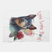 Australian Kelpie Dog Mom Floral Theedoek (Horizontaal)