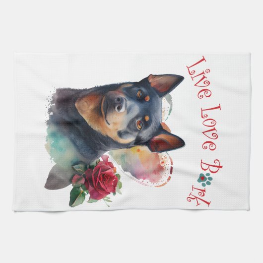 Australian Kelpie Dog Mom Floral Theedoek (Horizontaal)