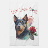 Australian Kelpie Dog Mom Floral Theedoek (Verticaal)