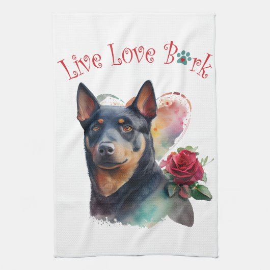 Australian Kelpie Dog Mom Floral Theedoek (Verticaal)