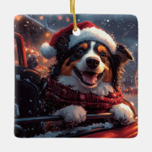 Australian Kelpie Dog Roller Onderzetter Christmas Keramisch Ornament (Voorkant)