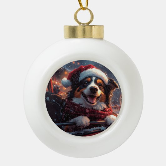 Australian Kelpie Dog Roller Onderzetter Christmas Keramische Bal Ornament (Voorkant)