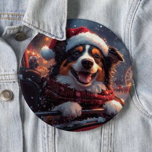 Australian Kelpie Dog Roller Onderzetter Christmas Ronde Button 6,0 Cm (In situ)