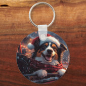 Australian Kelpie Dog Roller Onderzetter Christmas Sleutelhanger (Voorkant)
