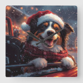 Australian Kelpie Dog Roller Onderzetter Christmas Vierkante Klok (Voorkant)