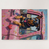 Australian Kelpie Dog Valentine's Day Pink Ute Legpuzzel (Horizontaal)