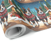 Australian Kelpie Dogs Christmas Snow Holiday Cadeaupapier (Rol Hoek)
