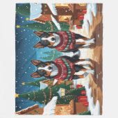 Australian Kelpie Dogs Christmas Snow Holiday Fleece Deken (Voorkant)