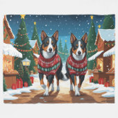 Australian Kelpie Dogs Christmas Snow Holiday Fleece Deken (Voorkant (Horizontaal))