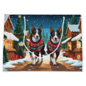 Australian Kelpie Dogs Christmas Snow Holiday Groot Cadeauzakje (Voorkant)