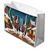 Australian Kelpie Dogs Christmas Snow Holiday Groot Cadeauzakje (Achterkant Gekanteld)