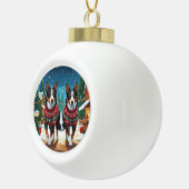 Australian Kelpie Dogs Christmas Snow Holiday Keramische Bal Ornament (Rechts)
