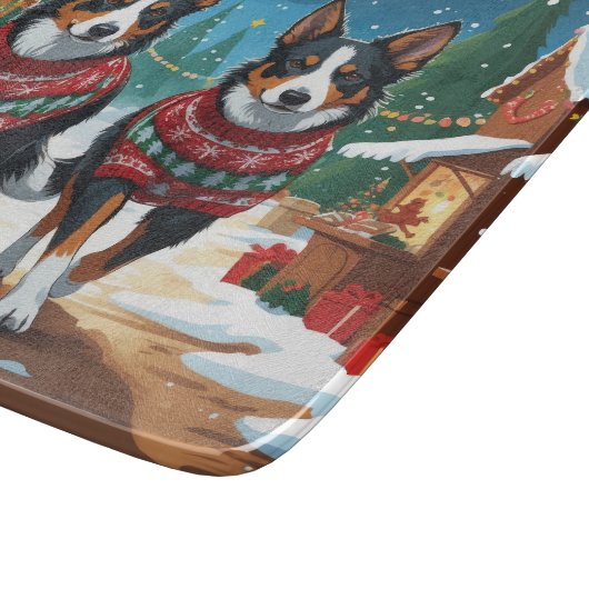 Australian Kelpie Dogs Christmas Snow Holiday Snijplank (Hoek)