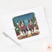 Australian Kelpie Dogs Christmas Snow Holiday Vierkante Sticker (Envelop)