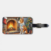 Australian Kelpie Fireplace with Christmas Lights Bagagelabel (Achterkant horizontaal)
