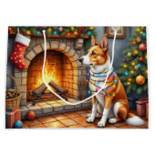 Australian Kelpie Fireplace with Christmas Lights Groot Cadeauzakje (Voorkant)