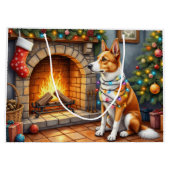 Australian Kelpie Fireplace with Christmas Lights Groot Cadeauzakje (Achterkant)
