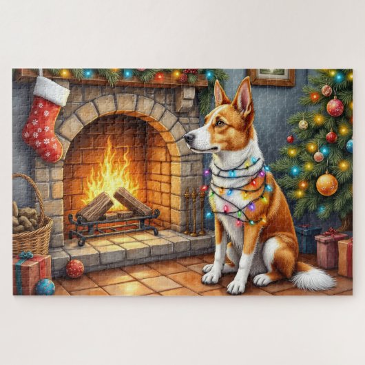 Australian Kelpie Fireplace with Christmas Lights Legpuzzel (Horizontaal)