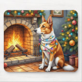Australian Kelpie Fireplace with Christmas Lights Muismat (Voorkant)