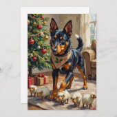 Australian Kelpie Herding Christmas Art Feestdagenkaart (Voorkant / Achterkant)