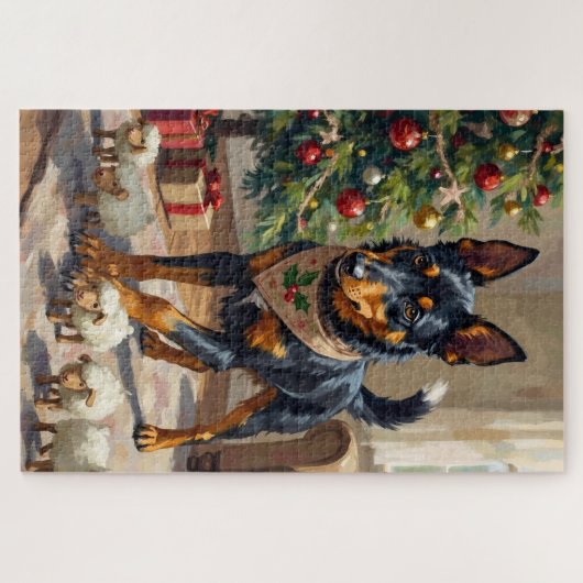 Australian Kelpie Herding Christmas Art Legpuzzel (Horizontaal)