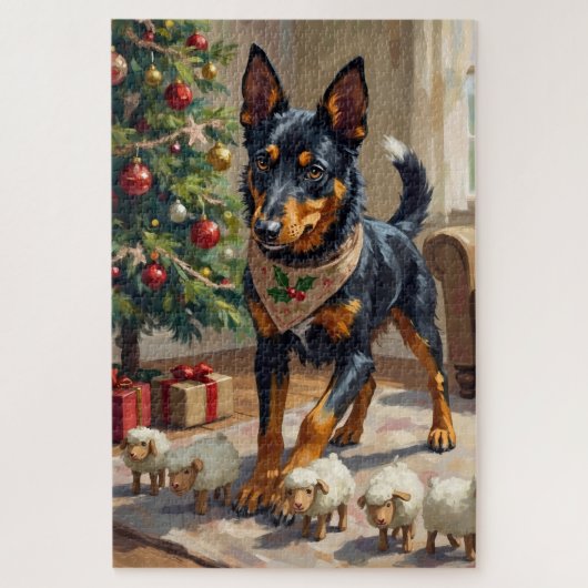 Australian Kelpie Herding Christmas Art Legpuzzel (Verticaal)