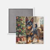 Australian Kelpie Herding Christmas Art Magneet (Voorkant / Achterkant)