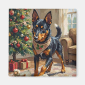 Australian Kelpie Herding Christmas Art Magneet (Voorkant)