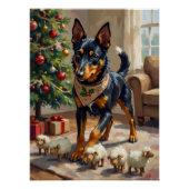 Australian Kelpie Herding Christmas Art Perfect Poster (Voorkant)