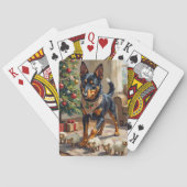 Australian Kelpie Herding Christmas Art Pokerkaarten (Achterkant)