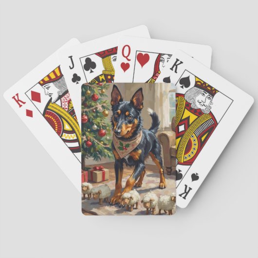Australian Kelpie Herding Christmas Art Pokerkaarten (Achterkant)