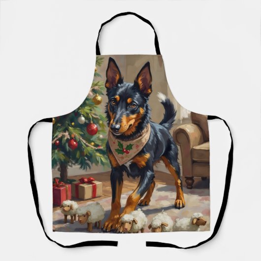 Australian Kelpie Herding Christmas Art Schort (Voorkant)