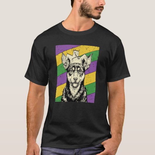 Australian Kelpie Jester Mardi Gras Dog Mom or Dad T-shirt (Voorkant)