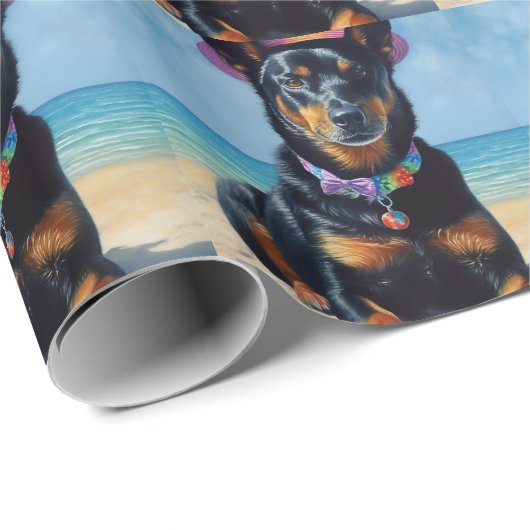 Australian Kelpie op het strand, hondenliefhebbers Cadeaupapier (Rol Hoek)