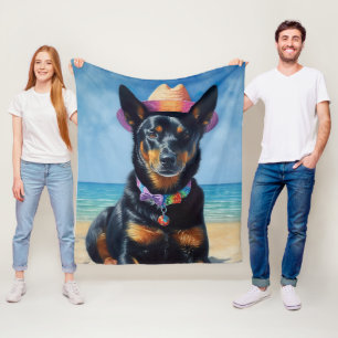 Australian Kelpie op het strand, hondenliefhebbers Fleece Deken