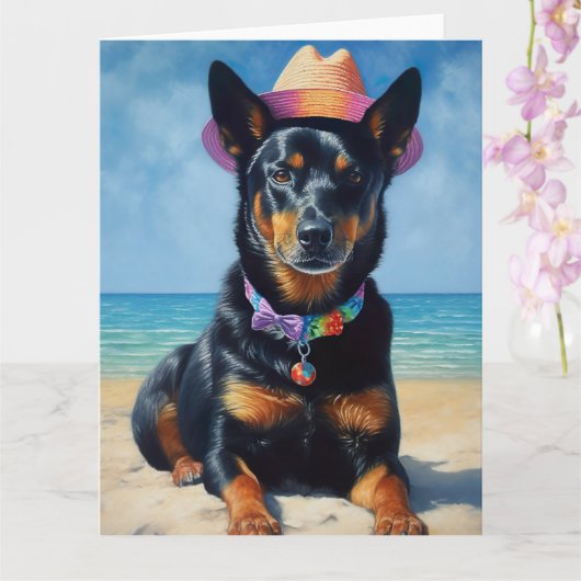 Australian Kelpie op het strand, hondenliefhebbers Kaart (Orchidee)