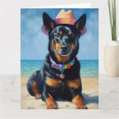 Australian Kelpie op het strand, hondenliefhebbers Kaart (Voorkant)