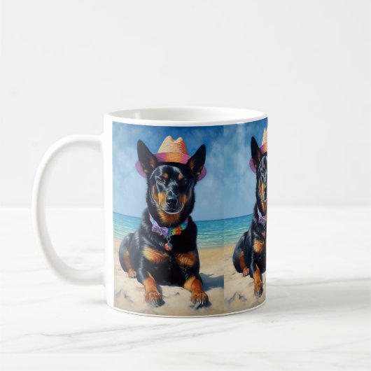 Australian Kelpie op het strand, hondenliefhebbers Koffiemok (Links)