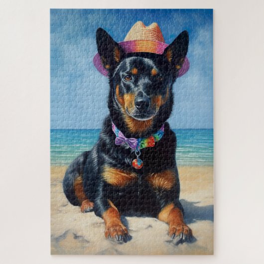 Australian Kelpie op het strand, hondenliefhebbers Legpuzzel (Verticaal)