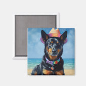 Australian Kelpie op het strand, hondenliefhebbers Magneet (Voorkant / Achterkant)