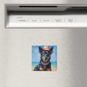 Australian Kelpie op het strand, hondenliefhebbers Magneet (Insitu (Vaatwasser))