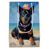 Australian Kelpie op het strand, hondenliefhebbers Medium Cadeauzakje (Achterkant)
