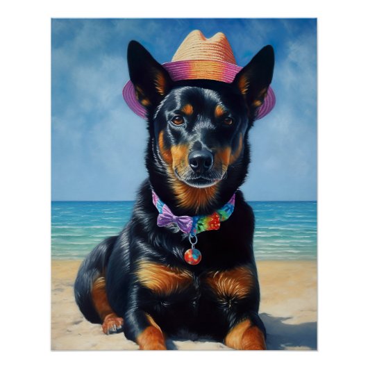 Australian Kelpie op het strand, hondenliefhebbers Perfect Poster (Voorkant)