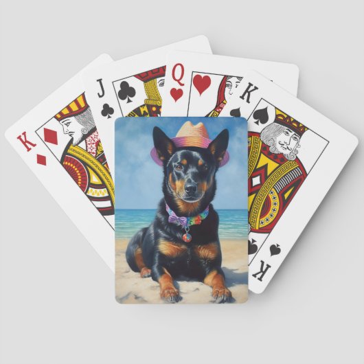 Australian Kelpie op het strand, hondenliefhebbers Pokerkaarten (Achterkant)