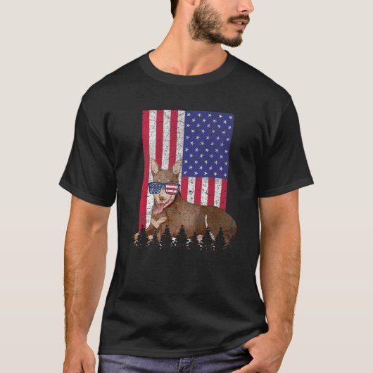 Australian Kelpie Patriotic Dog USA Pride American T-shirt (Voorkant)