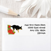 Australian Kelpie & Red Roses Retouradres Etiket (Insitu)