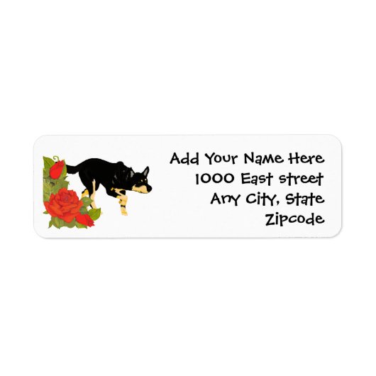 Australian Kelpie & Red Roses Retouradres Etiket (Voorkant)