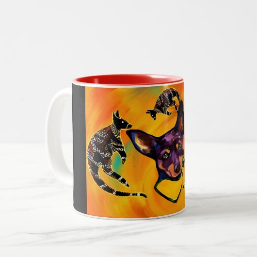 AUSTRALIAN KELPIE TWEEKLEURIGE KOFFIEMOK (Voorkant links)